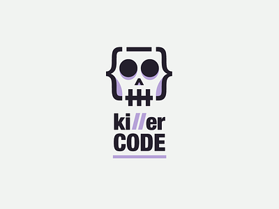 Killer Code Logo dead death digital web digital web code developer flat line icon illustration killer logo minimal simple skull smart clever tech geek