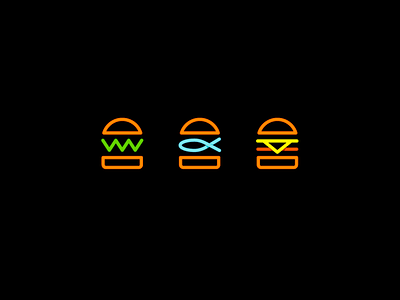 Neon Burger Icons bar and club burger city restaurant delicious eat hipster fast food flat line hamburgers icon logo minimal simple neon light night shop smart clever