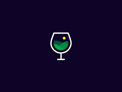Landscape Wine bar club bio organic flat line grid green grass icon logo landscape picture photo minimal simple red white alcohol smart clever sun mountain tuscany italy wine glass