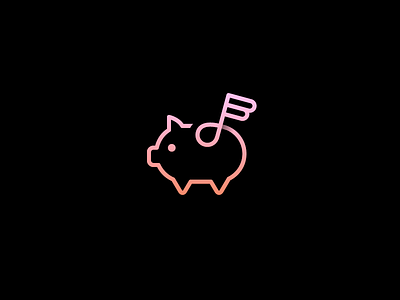 Flying Music Piggy angel wing app icon logo cute animal deal discount flat flying pig music note one line piggy bank save money simple minimal smart clever subtle
