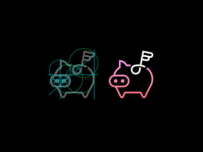 Flying Music Piggy V2 angel wing app icon logo cute animal deal discount flat flying pig grid line music note piggy bank save money simple minimal subtle