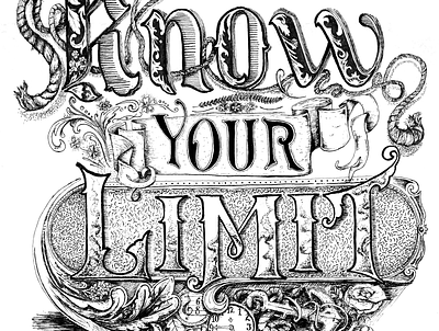 Know Your Limit crosshatch design illustration ink practice typography
