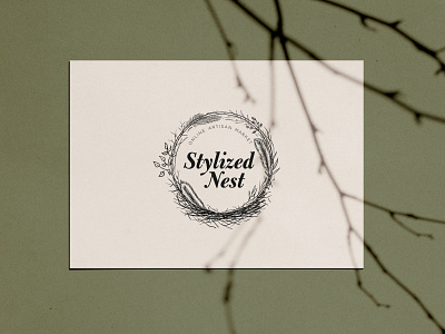 Stylized Nest Logo adobe art brand design brand identity branding business design designer designs drawing emblem feather hand drawn illustration leaves logo natural nest vector vintage