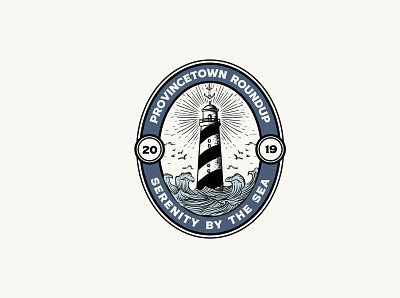 Logo Provincetown Roundup 2019 adobe beach brand identity branding design drawing emblem hand drawn illustration lighthouse logo nautical retro sea sketch typogaphy vector vintage