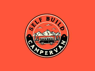 Self Build Campervan Logo Design adobe brand identity branding camp campervan design emblem graphic hand drawn illustration logo nature retro vector vintage