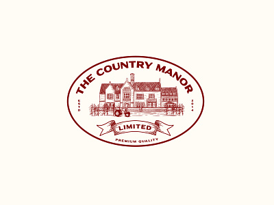 The Country Manor Limited Logo adobe branding classic corn country drawing emblem farm hand drawn house illustration logo retro sketch tractor traditional vector vintage