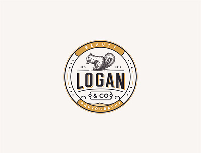 Logan & Co Phothography Logo animal badge beauty brand identity branding classic drawing emblem hand drawn illustration logo photography retro squirrel traditional vector vintage