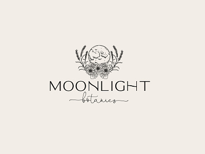 Moonlight Botanics Logo Design adobe artwork botanical brand identity branding classic design drawing floral art florals hand drawn illustration lavender logo minimalist moon moonshine sketch vector vintage