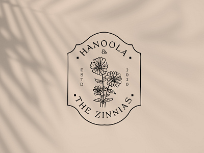 Hanoola The Zinnias Logo badge logo botanicals brand identity branding classic logo design drawing emblem floral art flower hand drawn illustration logo logo design logo inspiration logotype natural sunflower vector vintage