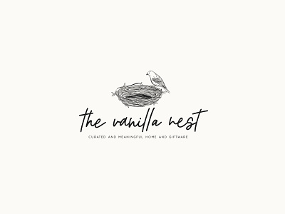 The Vanilla Nest Drawing Logo adobe animal bird branding cute design drawing dribbble graphic design hand drawn illustration leaves logo natural nature nest organic rustic vector vintage