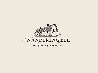 Wandering Bee Flower Farm Logo Ideas animal barn bee branding design drawing farm flower hand drawn handmade illustration logo natural nature retro skecth vector vintage wood wooden