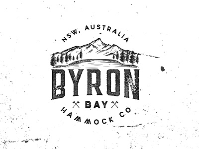 Byron Bay art camp design illustration logo mountain vintage