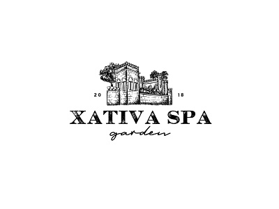 Xativa Spa Garden adobe art black white bussines design drawing garden handrawing illustration logo natural soap spa vecor