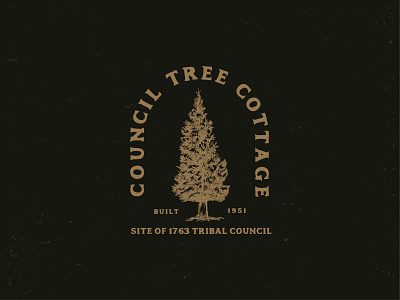 Council Tree Cottage adobe classic cottage council design drawing graphic hand drawn illustration logo pine tree retro retro logo tree tree logo typography vecor vintage