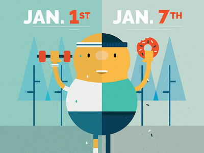 New Years Resolution character doughnut exercise illustration new years resolution workout