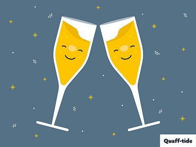 Quaff-tide bottoms up celebration champagne drinks fun illustration new years party