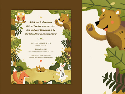 Baby Shower Invite baby shower characters forest animals illustration invite