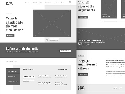 Homepage Wireframe america candidates election homepage politics ui vote wireframe