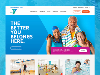 YMCA Homepage community design homepage membership ui website