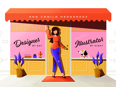 Portfolio Illustration city design girl illustration portfolio storefront