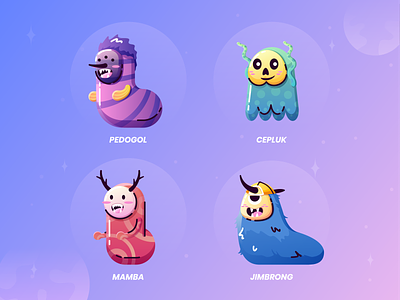 Mamba Squad Character alien character character design flat gradient illustration mamba monster space ufo vector
