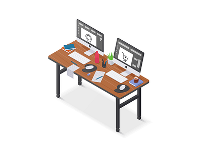 Office Workspace computer illustration imac isometric mac office table vector workspace