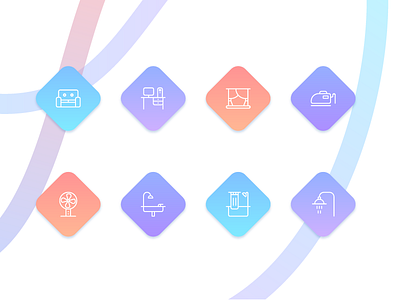 Household Icons flat glyph gradient icon iconography iconset infographic interface line shopping startup user