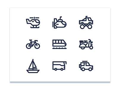 Transport Icons car flat icon iconset illustration interface line startup transport transportation vespa