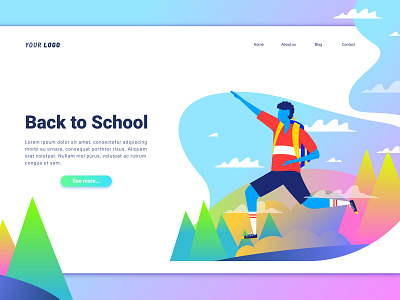 Back To School 🏢 Landing Page back to school character education gradient illustration interface school typography ui ux