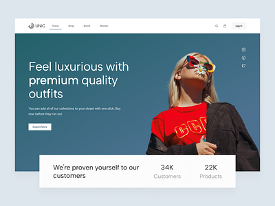 Unic | Hero Section design ecommerce elegant fashion heading hero hero section landing page luxury outfit premium section style ui unic ux web web design women