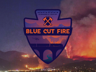 Blue Cut Fire Badge badge blue cut crest fire firefighter graphic design illustrator train vector