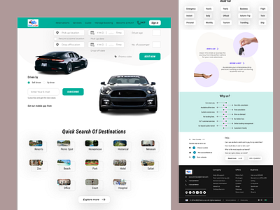 Rent A Car landing page app design graphic design typography ui ux vector