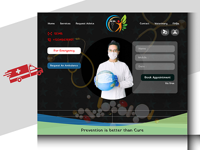 Hospital website Hero Section Design app branding design graphic design illustration typography ui ux vector