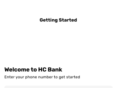 Homepage of HC bank app app design ui ux