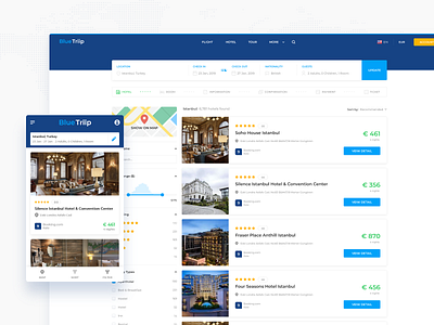 Hotel Booking blue booking clean flight hotel list process stay step travel ui ux website xd