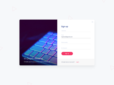 Sign Up Modal Concept clean form login minimal modal popup register signup ui ux website xd