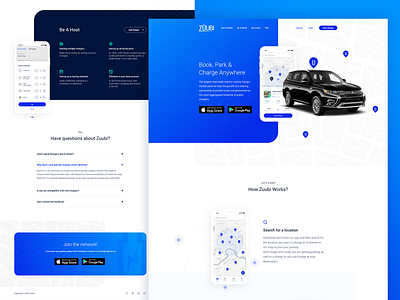 Peer to peer electric vehicle charging app landing page app blue charger clean electric car electric vehicle landing page ui ux website xd