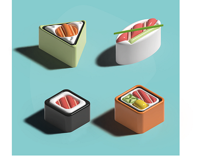 Sushi 3d food graphic design illustration sushi tasty yummy