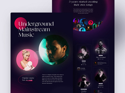 Dark R&B Landing Pt.3 doja cat landing music nxn rap rb rnb ryan gosling the weeknd ui ux web design