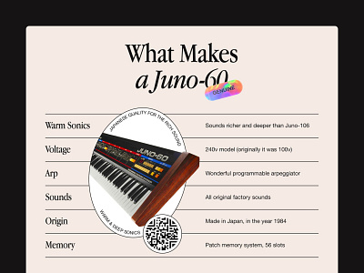 Roland Juno-60 Product Page Pt.3 design juno landing music product product page retro roland synth synthesizer ui vintage web design