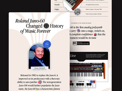 Roland Juno-60 Product Page Pt.6 design juno landing music product product page retro roland synth synthesizer ui vintage web design