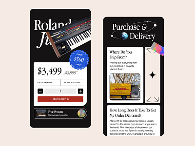 Roland Juno-60 Product Page Pt.2 - Mobile design juno landing music product product page retro roland synth synthesizer ui vintage web design