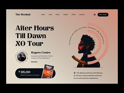 The Weeknd branding concert crypto design desktop landing music product the weeknd tickets ui ux web design