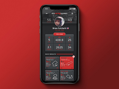 Daily UI :: 006 app daily ui 006 dailyui gradients icons ios profile racing sim racing user profile
