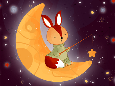 Baby squirrel on the moon animation app design graphic design illustration typography vector