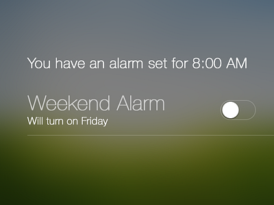 Alarm Notification Center - iOS 7 alarm concept ios 7 notification center switch