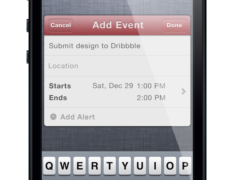 Actions widget calendar