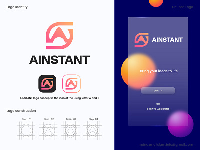 AINSTANT - Brand Logo Design | A and S Concept Logo