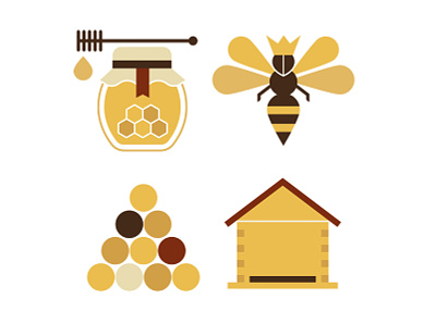 Icon set for the honey brand "Apimel". icons illustration
