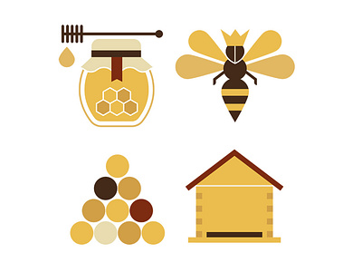 Icon set for the honey brand "Apimel".